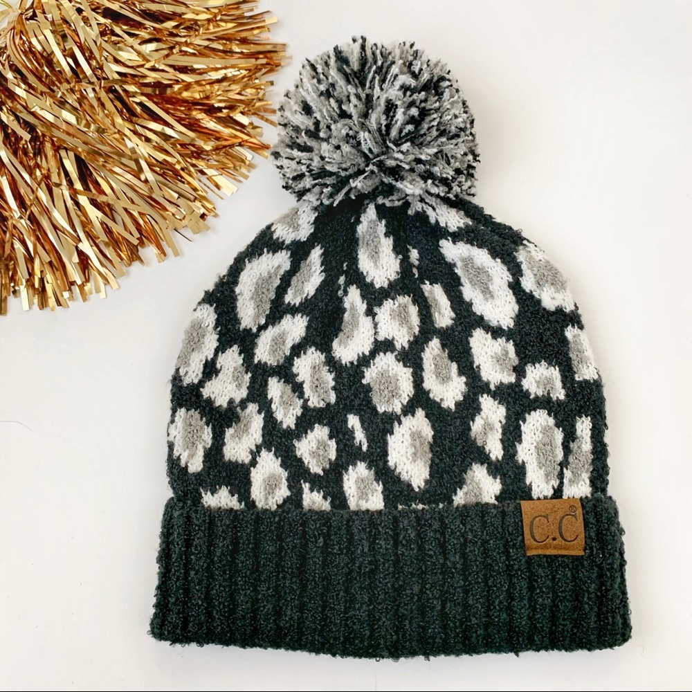 Sybil Leopard Pom Beanie - Picture 5 of 7